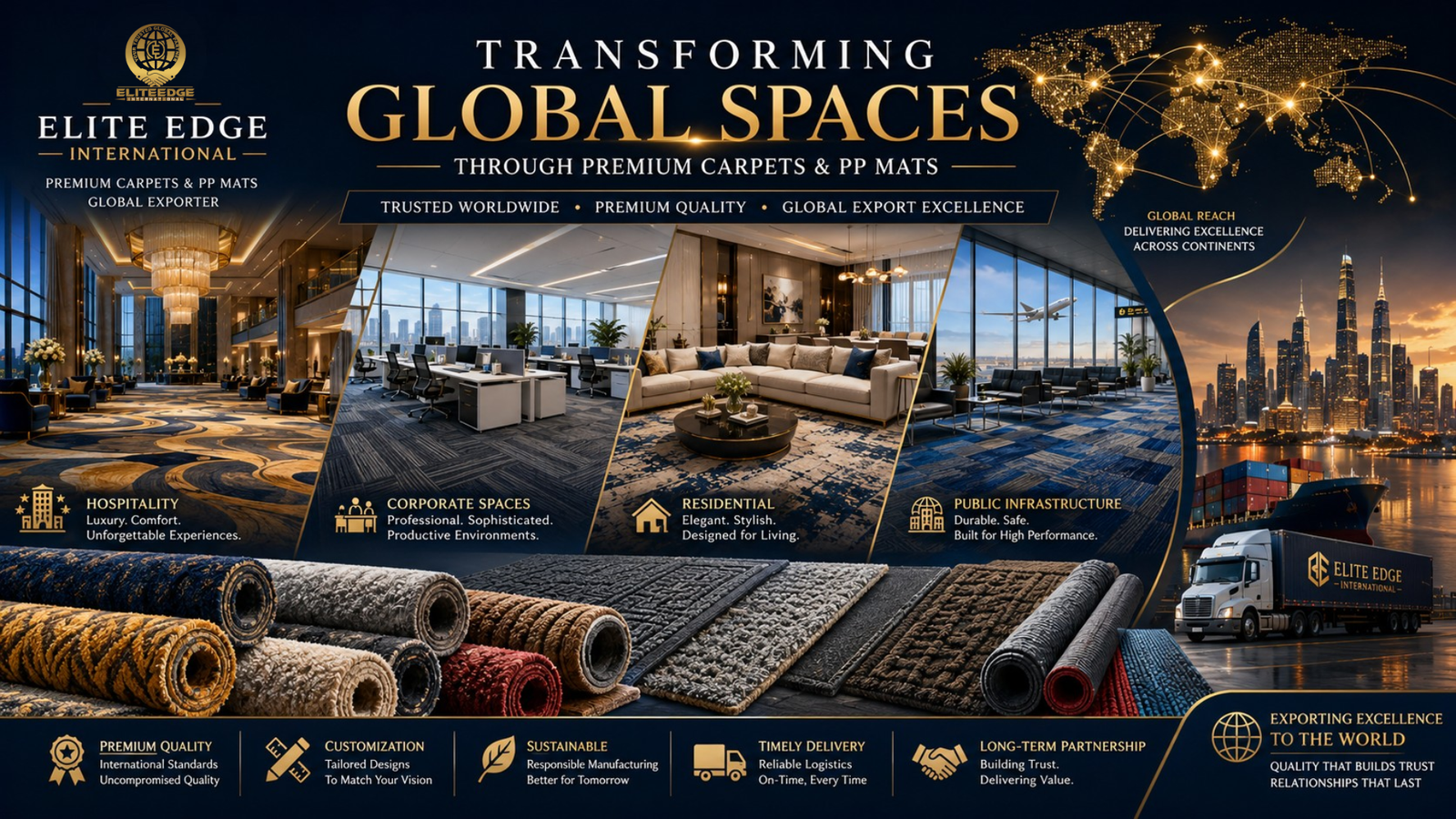 Elite Edge International: Transforming Global Spaces Through Premium Carpets and PP Mats