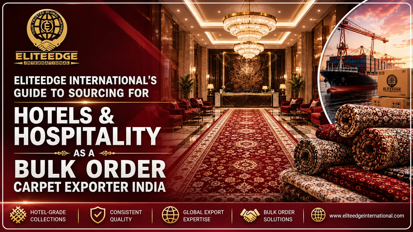 Bulk order carpet exporter India Eliteedge International hospitality hotel sourcing