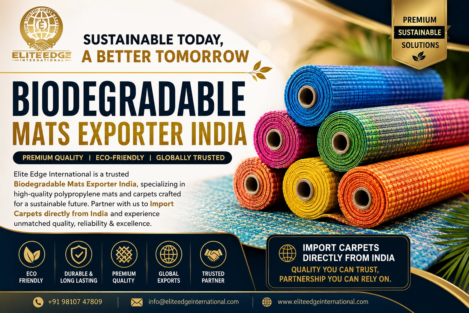 Premium biodegradable floor mats exported from India by Elite Edge International