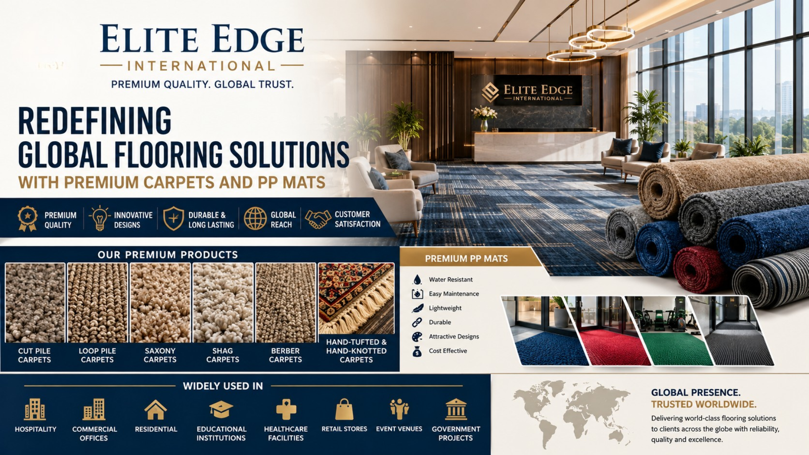 Elite Edge International: Redefining Global Flooring Solutions with Premium Carpets and PP Mats
